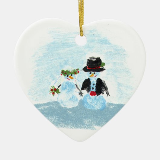 Schnee-Paar-Verzierung Keramikornament (Vorne)
