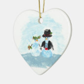 Schnee-Paar-Verzierung Keramikornament (Links)