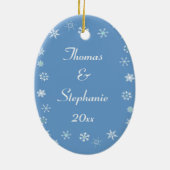 Schnee-Paare unser erstes Weihnachten Keramikornament (Hinten)