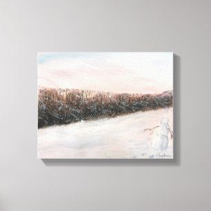 SCHNEE-PERSONEN- AQUARELL LEINWANDDRUCK