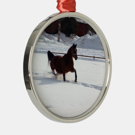 Schnee-Pferd Silbernes Ornament (Rechts)