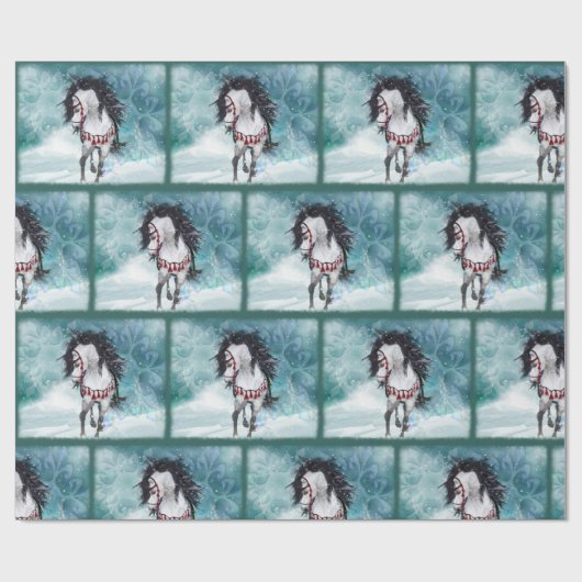 Schnee-Pferd-Urlaubspapier Geschenkpapier (Flach)