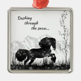 Schnee, Pferde, Bergurlaub Ornament Aus Metall