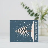 Schnee, Pine Tree und frohe Weihnachten Postkarte (Stehend Vorderseite)