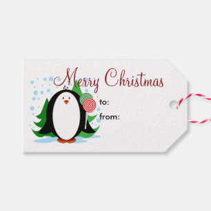 Schnee-Pinguin-frohe Weihnachten Geschenkanhänger