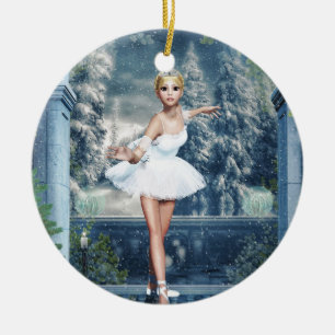 Schnee Prinzessin Ballerina Doppelseitige Kunst-Or Keramikornament