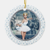Schnee Prinzessin Ballerina Doppelseitiges Kunstmu Keramik Ornament (Vorne)