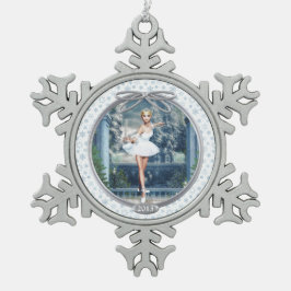 Schnee Prinzessin Ballerina Pewter Snowflake Ornam Schneeflocken Zinn-Ornament