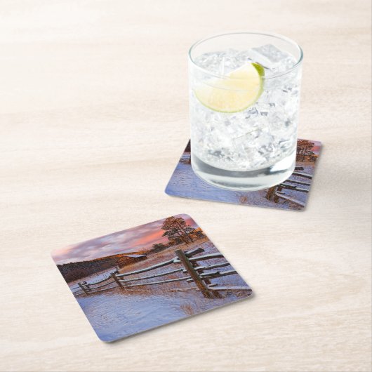 Schnee-Ranch Rechteckiger Pappuntersetzer (Vor Ort)