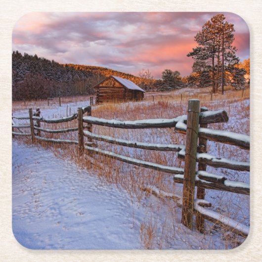 Schnee-Ranch Rechteckiger Pappuntersetzer (Vorderseite)