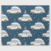 Schnee Retro Car Premium Wrapping Paper Geschenkpapier (Flach)