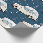 Schnee Retro Car Premium Wrapping Paper Geschenkpapier (Ecke)