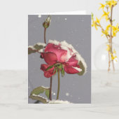 Schnee-Rose - Rote Rose mit Schneabdeckung Karte (Gelbe Blume)