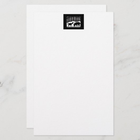 Schnee-Rotwild Briefpapier (Vorne/Hinten)
