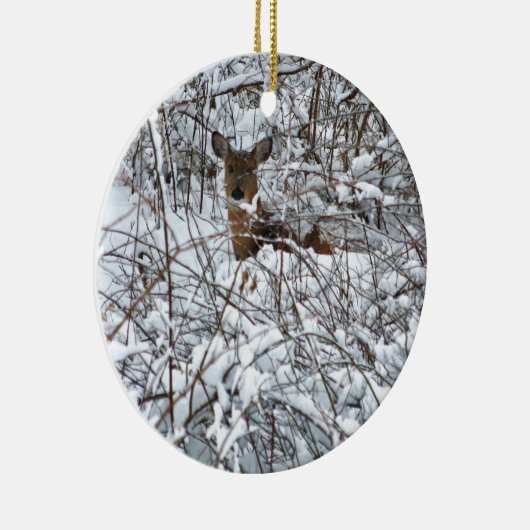 Schnee-Rotwild Keramik Ornament (Rechts)