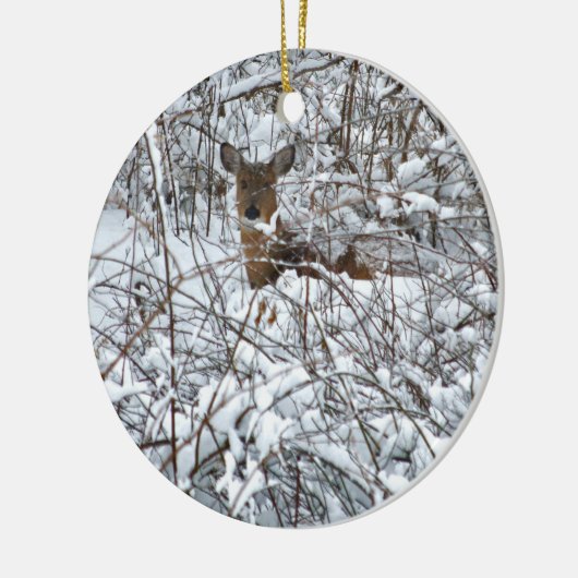 Schnee-Rotwild Keramik Ornament (Links)