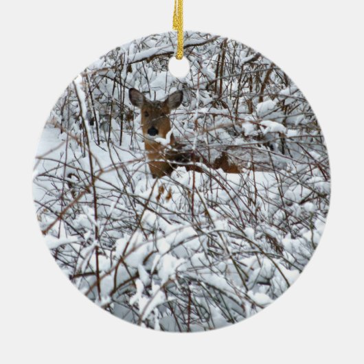 Schnee-Rotwild Keramik Ornament (Hinten)