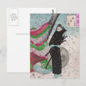 Schnee-Samurai Postkarte (Vorne/Hinten)