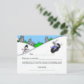 Schnee-Schlauchmädchen-Geburtstags-Party danken Dankeskarte (Stehend Vorderseite)