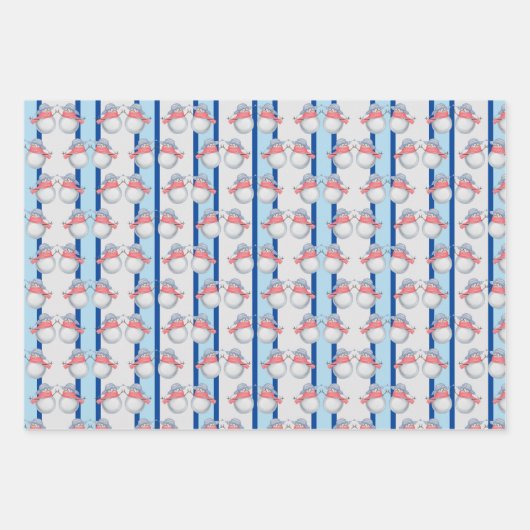 Schnee, Schneemänner & Schneeflocken Geschenkpapier Set (Vorderseite 2)