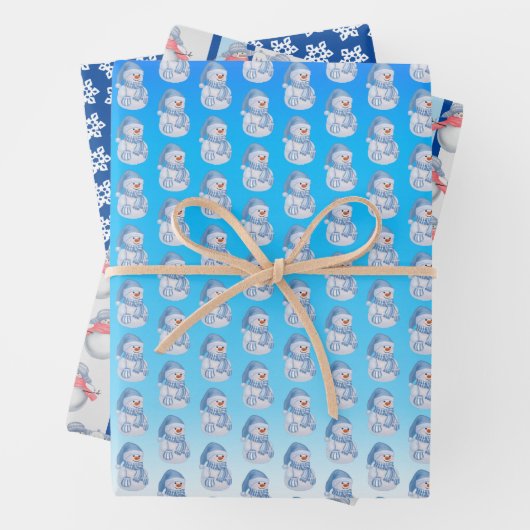 Schnee, Schneemänner & Schneeflocken Geschenkpapier Set (Beispiel)