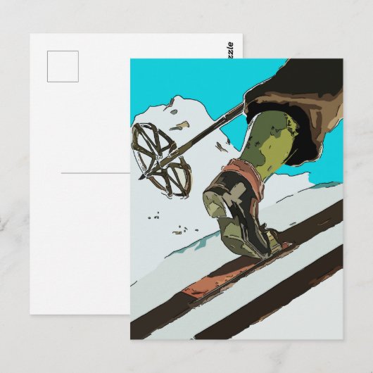 Schnee Ski, Berge Postkarte (Vorne/Hinten)