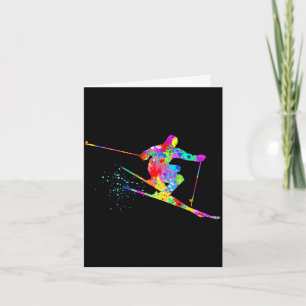 Schnee Skifahrer cool Regenbogen Kunst Spritzer Wi Karte
