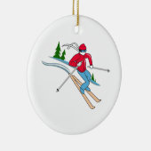 SCHNEE-SKIFAHRER KERAMIK ORNAMENT (Rechts)