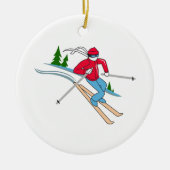 SCHNEE-SKIFAHRER KERAMIK ORNAMENT (Vorne)