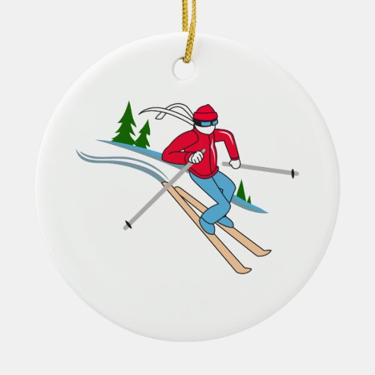 SCHNEE-SKIFAHRER KERAMIK ORNAMENT (Vorne)