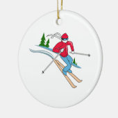 SCHNEE-SKIFAHRER KERAMIK ORNAMENT (Links)