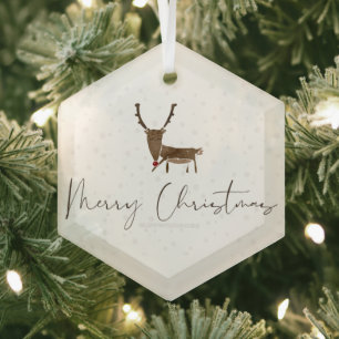 Schnee SlipperyJoe Frohe Weihnachten Rentier rote- Ornament Aus Glas