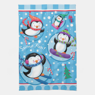 Schnee-Spaß-Pinguin-Geschirrtuch Geschirrtuch