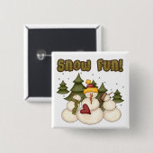 Schnee Spaß zwei Hemden und Geschenke Button (Vorne & Hinten)