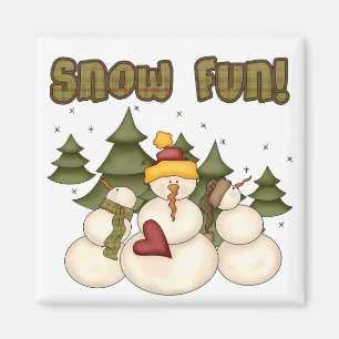Schnee Spaß zwei Hemden und Geschenke Magnet