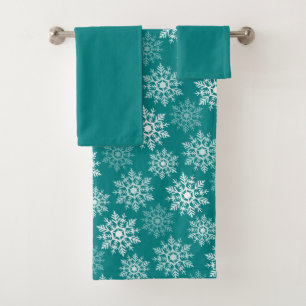 Schnee Sterne - Weihnachtshandtuch-Set Badhandtuch Set