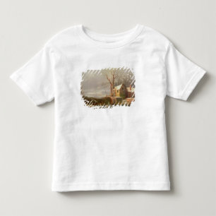 Schnee-Szene mit Mühle und Hütten Kleinkind T-shirt