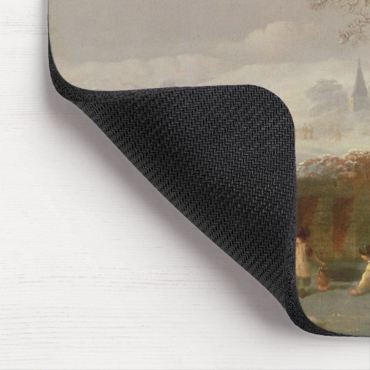 Schnee-Szene mit Mühle und Hütten Mousepad (Ecke)