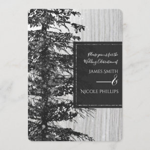 Schnee-Tal-Pine-Tree Rustikaler Wald Winter Hochze Einladung