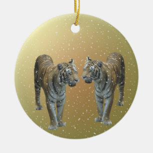Schnee-Tiger-Keramik-Verzierung Keramikornament