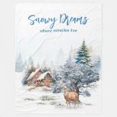 Schnee-Träume Waldhirsch Fleecedecke (Vorderseite)