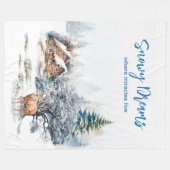 Schnee-Träume Waldhirsch Fleecedecke (Vorderseite (Horizontal))