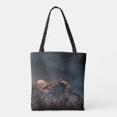 SCHNEE ÜBERDECKTER BERG UNTER BLAUEM HIMMEL TASCHE (Rückseite)