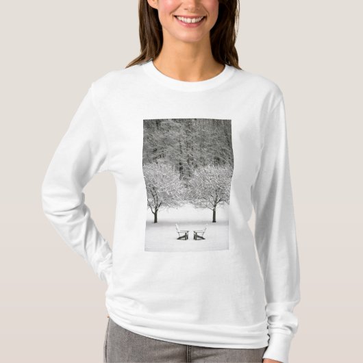 Schnee umfaßte Landschaft T-Shirt (Vorderseite)