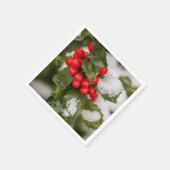 Schnee und Holly Serviette (Ecke)