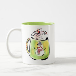Schnee und Kakao-Tasse Zweifarbige Tasse