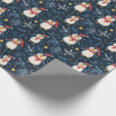 Schnee und Pinguine Blauer Winter Geschenkpapier (Ecke)