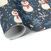 Schnee und Pinguine Blauer Winter Geschenkpapier (Rolleneckpunkt)
