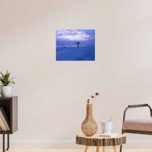 Schnee und Sonnenuntergang Poster