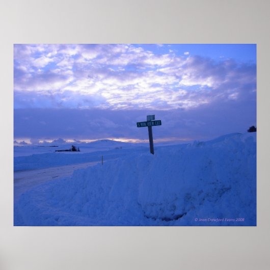 Schnee und Sonnenuntergang Poster (Vorne)